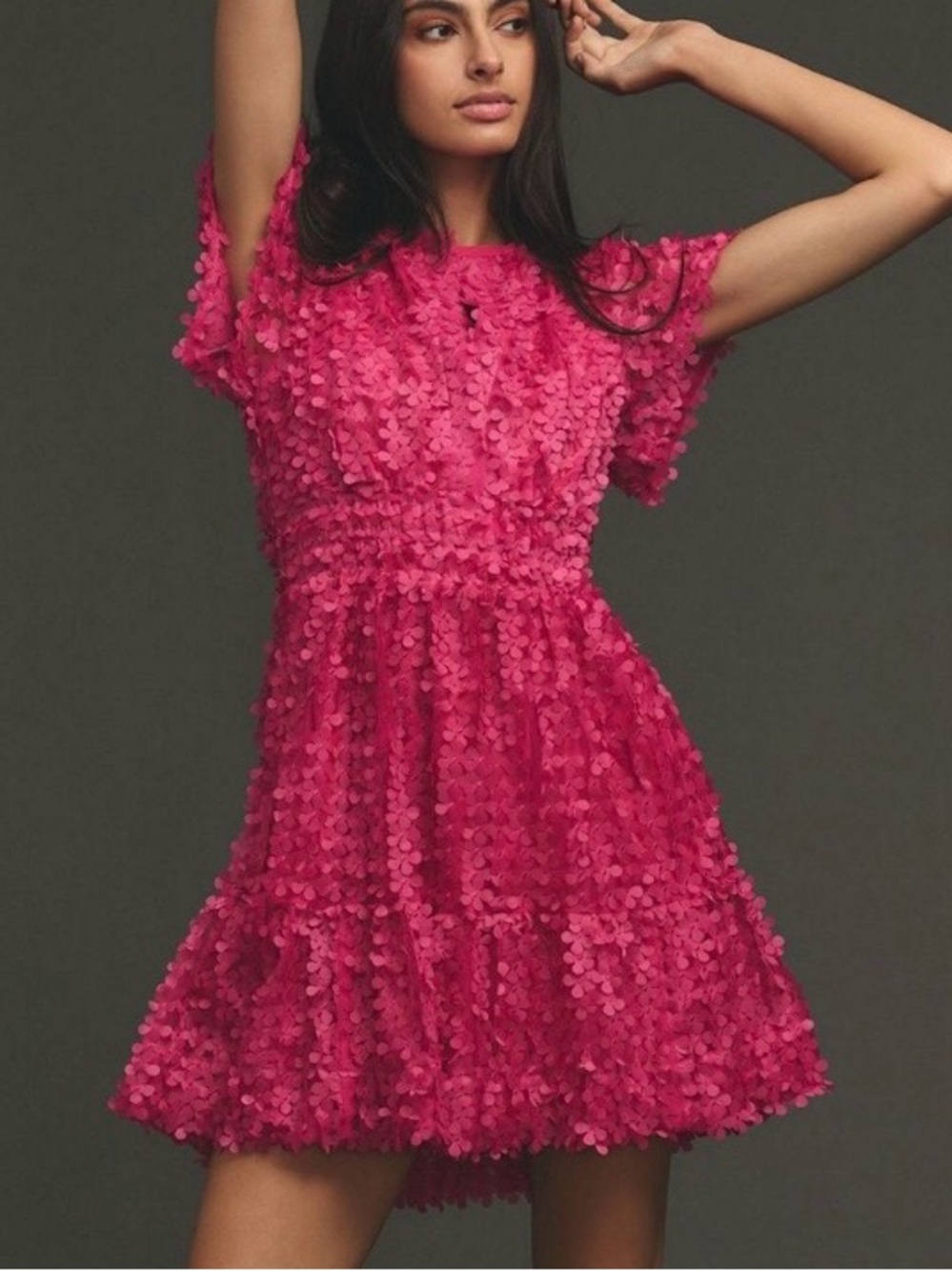 Anthropologie The Somerset Mini Dress Floral Appliqué Edition Medium EUC